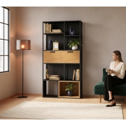 REGAŁ NA KSIĄŻKI METALOWE DREWNO LITE DĄB JESION OLCHA RNK-172